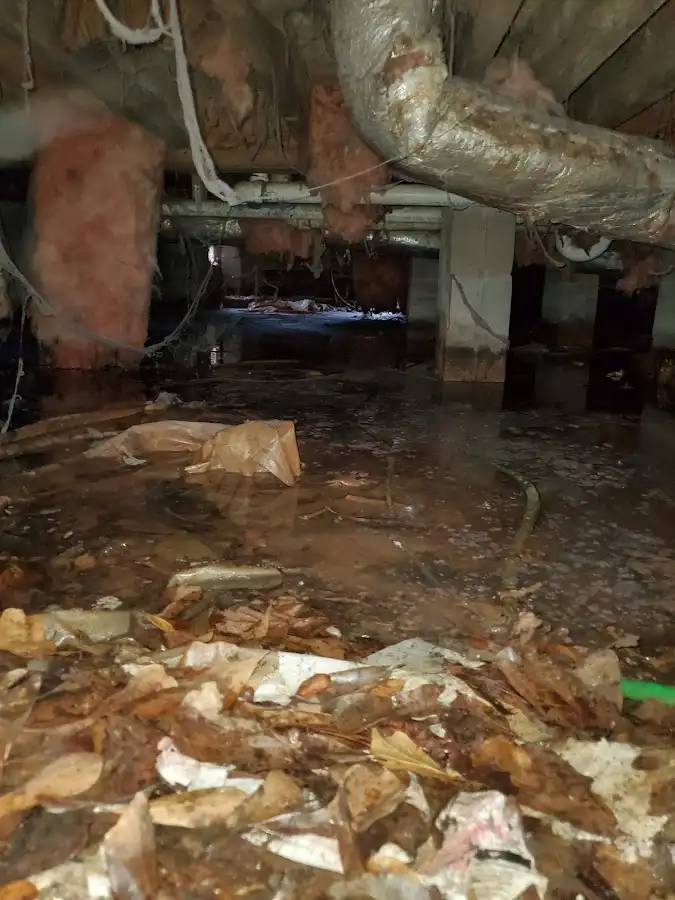 Crawl space flood assessment for Commercial Water Damage Restoration in East Cleveland