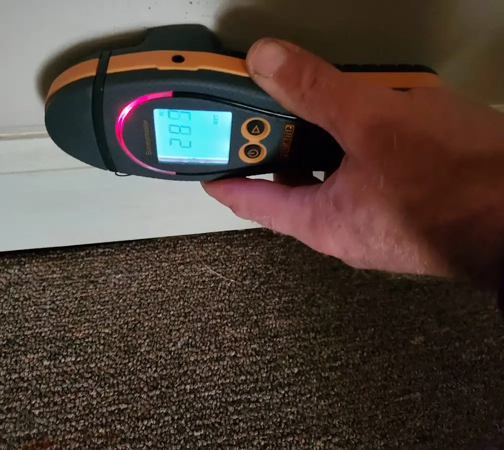 Moisture detection at baseboard during Sewage Cleanup & Sanitation in East Cleveland